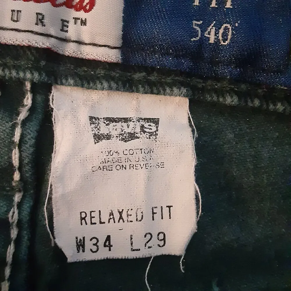 Vtg Levis Signature 540 Jeans Mens 34x29 Green Relaxed Fit Denim Brown Tab